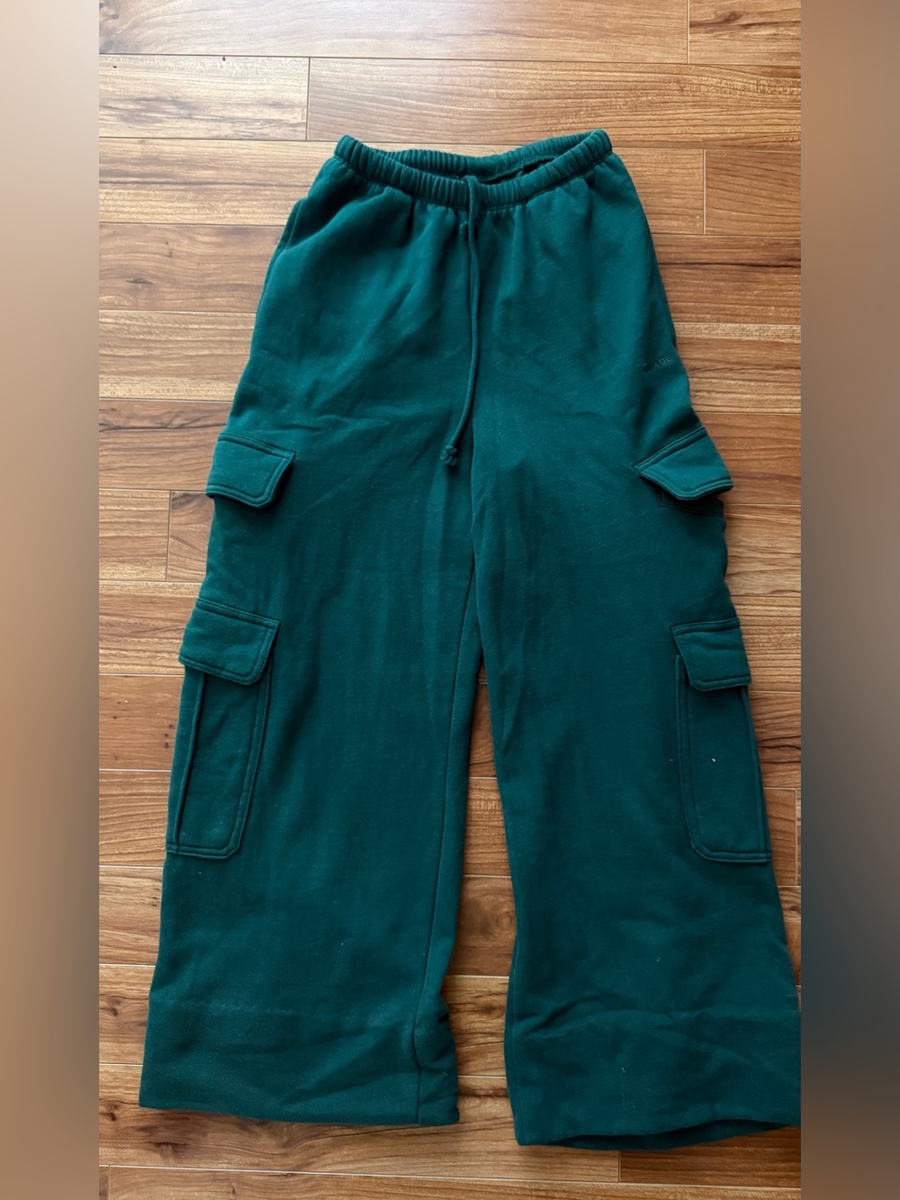 Garage High-Waisted Cargo Sweatpants - Forest Green - Size XXS